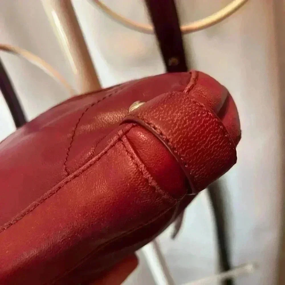 Red leather Stone Mountain Hobo Bag